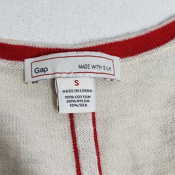 Gap v neck striped tunic sweater red cream small - Picture 11 of 14